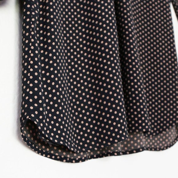 Madewell Black Cream Polka Dot 100% Viscose Long Sleeves Tunic Shirt Dress S - Picture 9 of 14